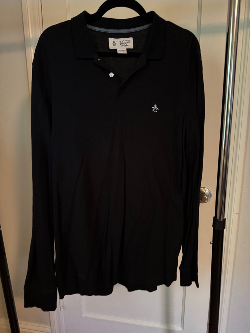 Original Penguin Black Long-Sleeve Polo Shirt
